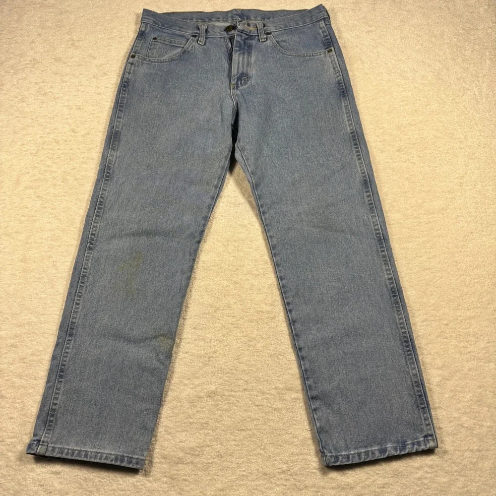 Wrangler Rugged Wear Mens Light Wash Straight Leg Denim Jeans Size 32 x 30‎